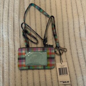 NWT - Vera Bradley Colorful Plaid ID Holder with Lanyard
